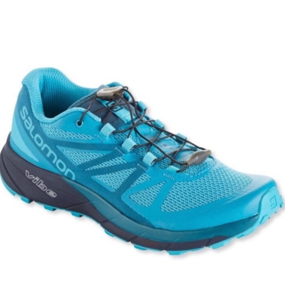 SOLD. Salomon "Sense Ride Vibe"  in "Bluebird" Teal Trail Runners
